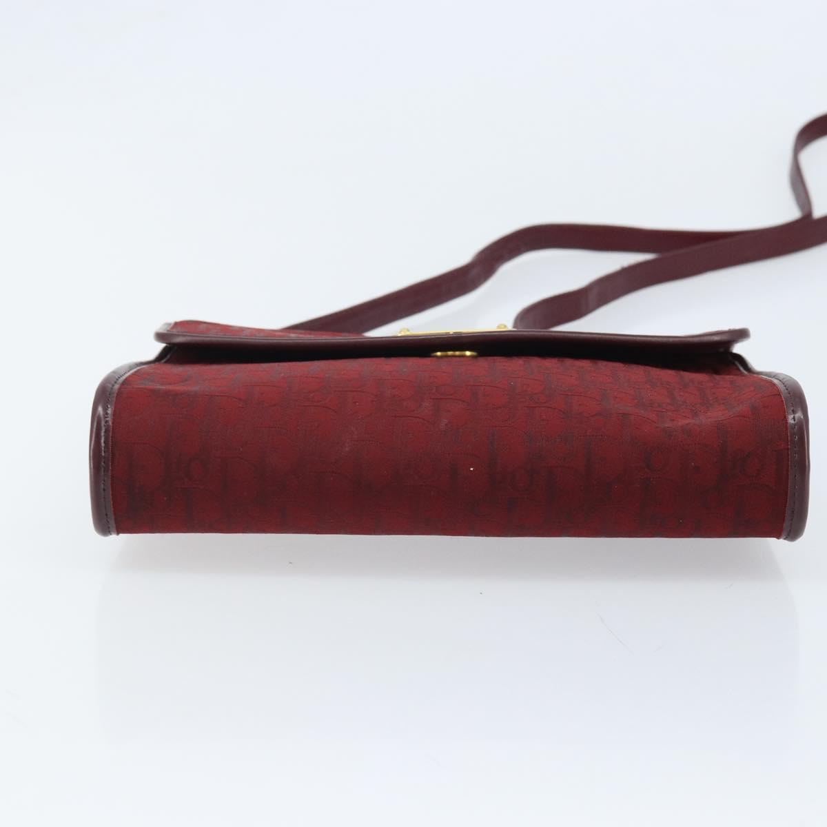 Christian Dior Trotter Canvas Shoulder Bag Red Gold Auth BA11606