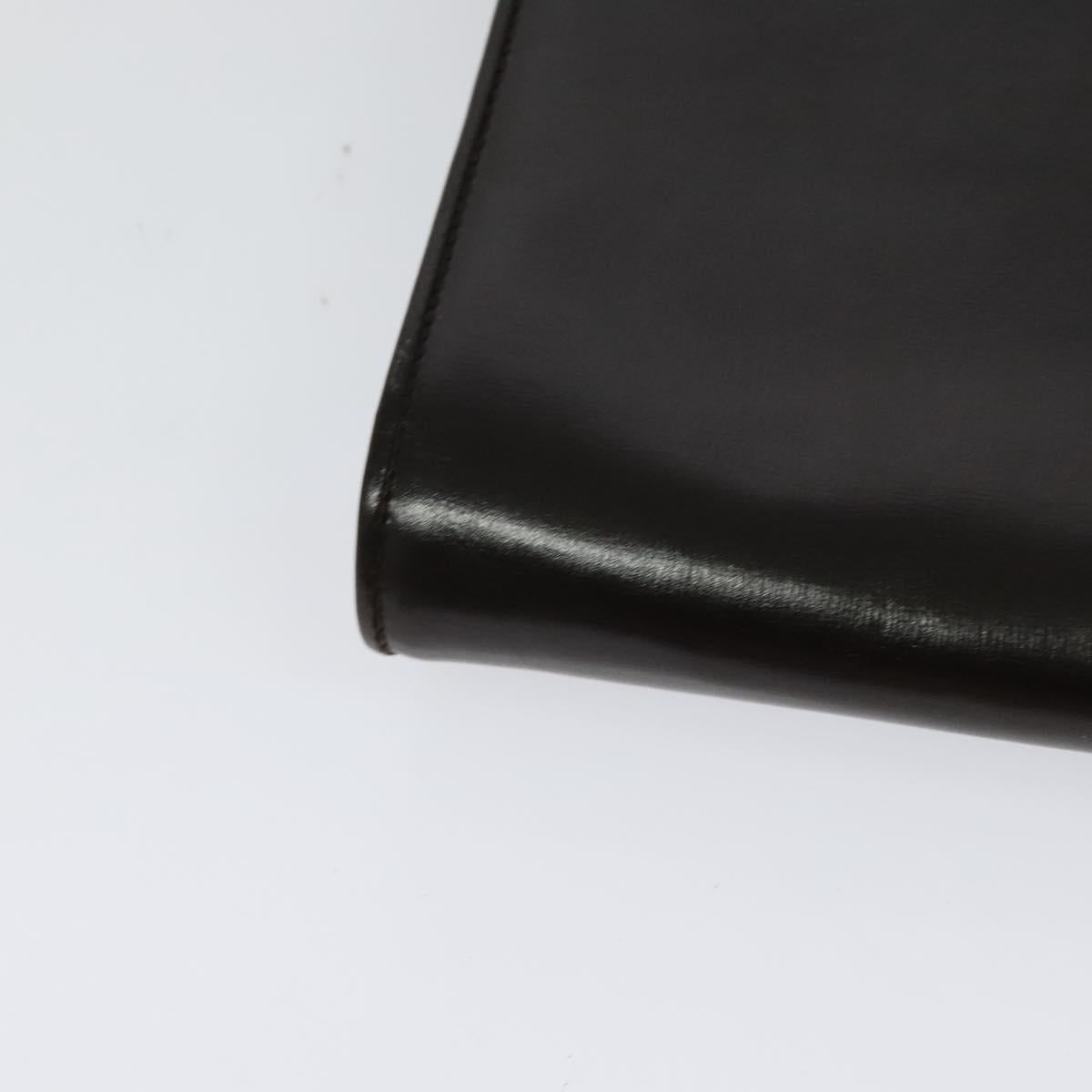 BALLY Shoulder Bag Leather Dark Brown Gold Auth BA1161