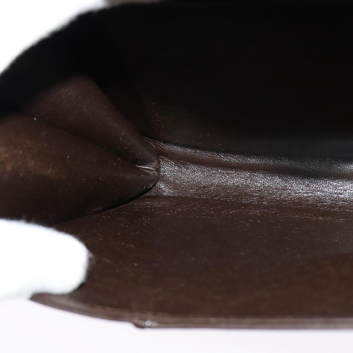 BALLY Shoulder Bag Leather Dark Brown Gold Auth BA1161