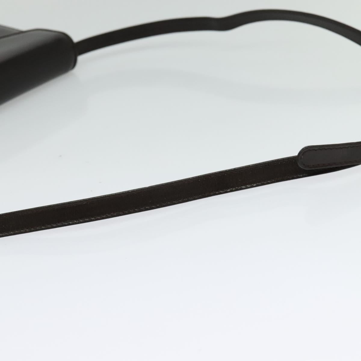 BALLY Shoulder Bag Leather Dark Brown Gold Auth BA1161