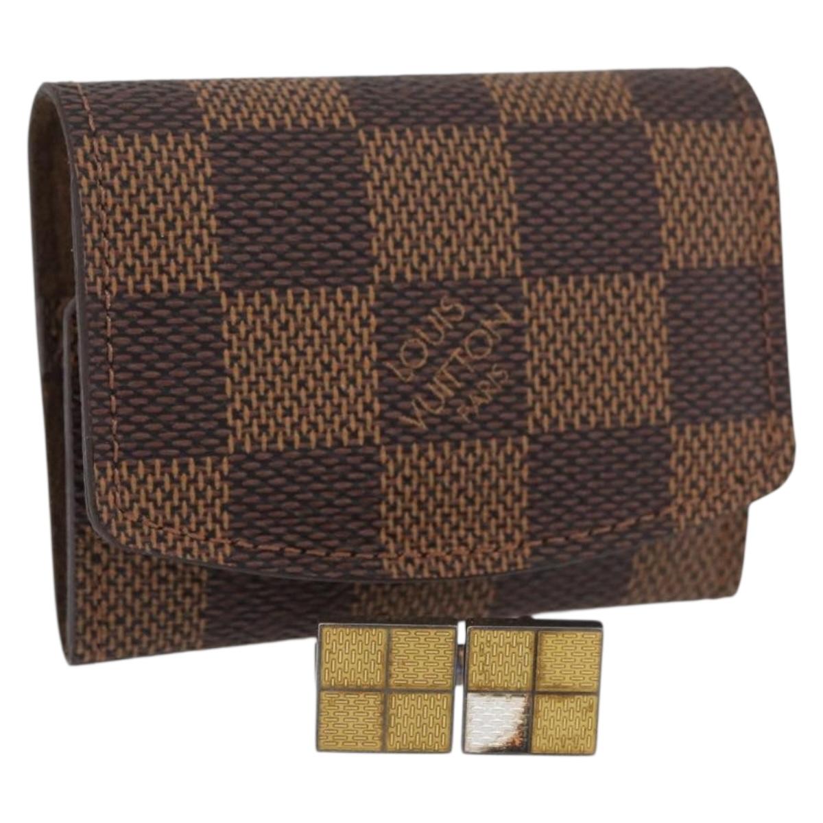 LOUIS VUITTON Damier Ebene Buton De Manchette Cuffs LV Auth BA11622