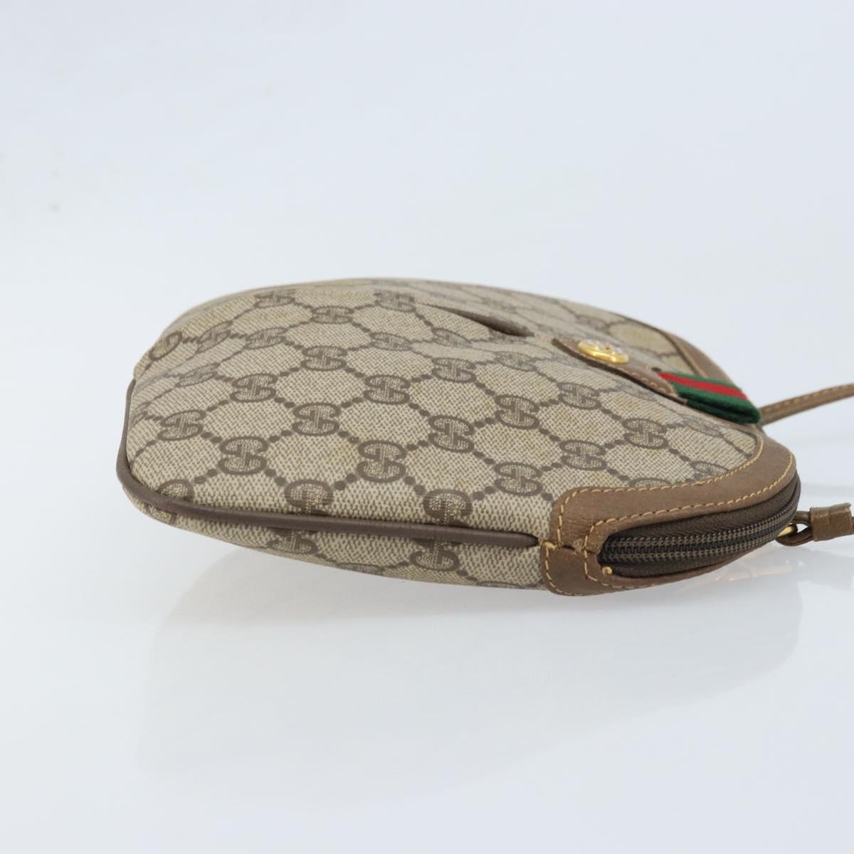 GUCCI GG Supreme Web Sherry Line Bag PVC Beige Gold 904 02 047 Auth BA11637