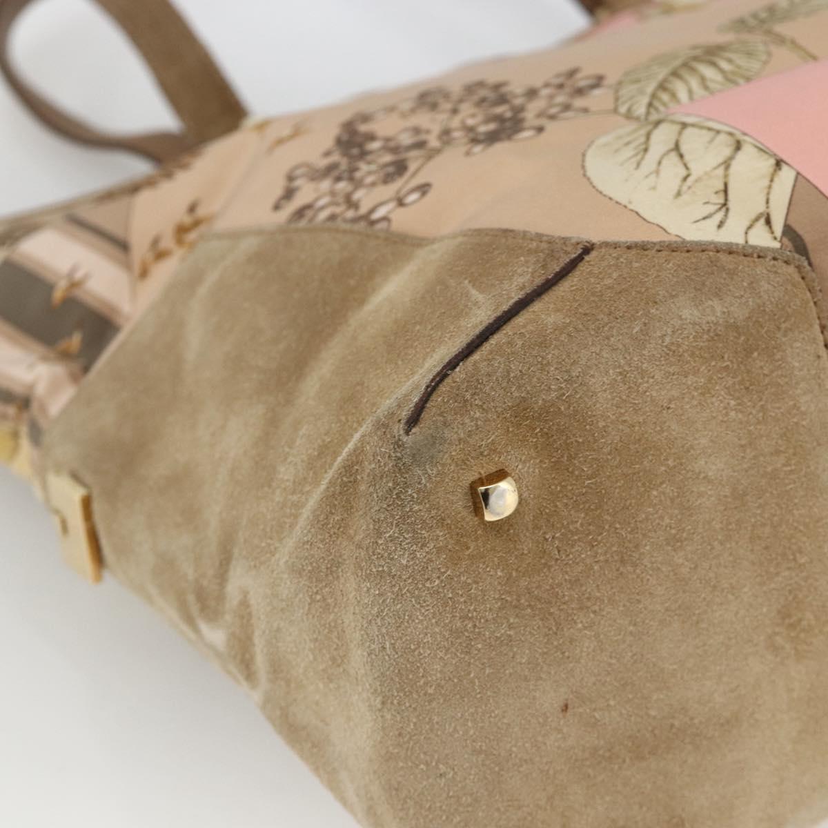 Salvatore Ferragamo Tote Bag Canvas Beige Gold Auth BA11639