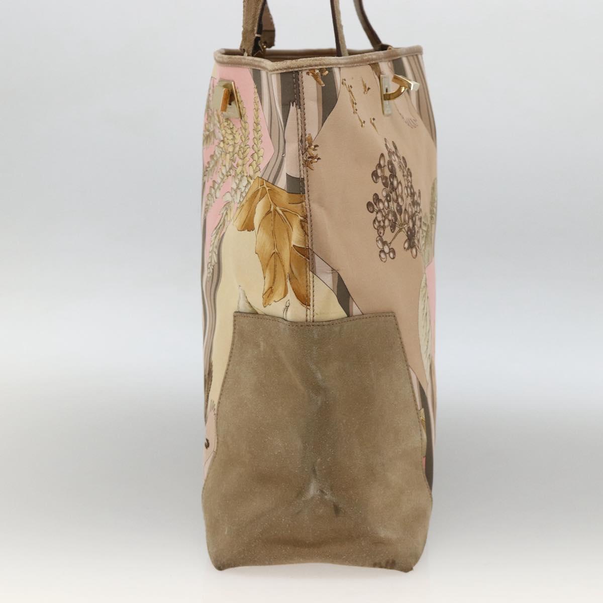 Salvatore Ferragamo Tote Bag Canvas Beige Gold Auth BA11639