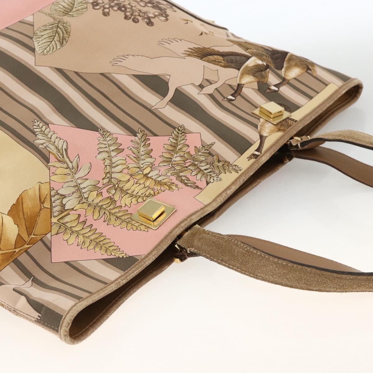 Salvatore Ferragamo Tote Bag Canvas Beige Gold Auth BA11639