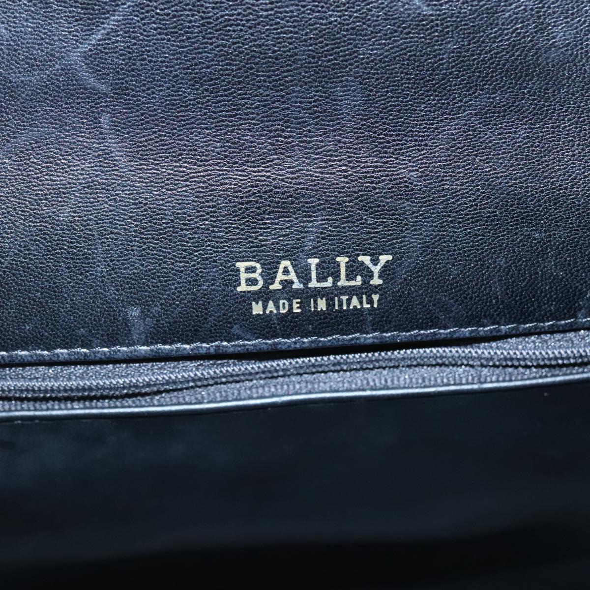 BALLY Hand Bag Leather Black Gold Auth BA1164