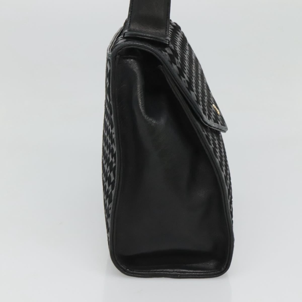 BALLY Hand Bag Leather Black Gold Auth BA1164