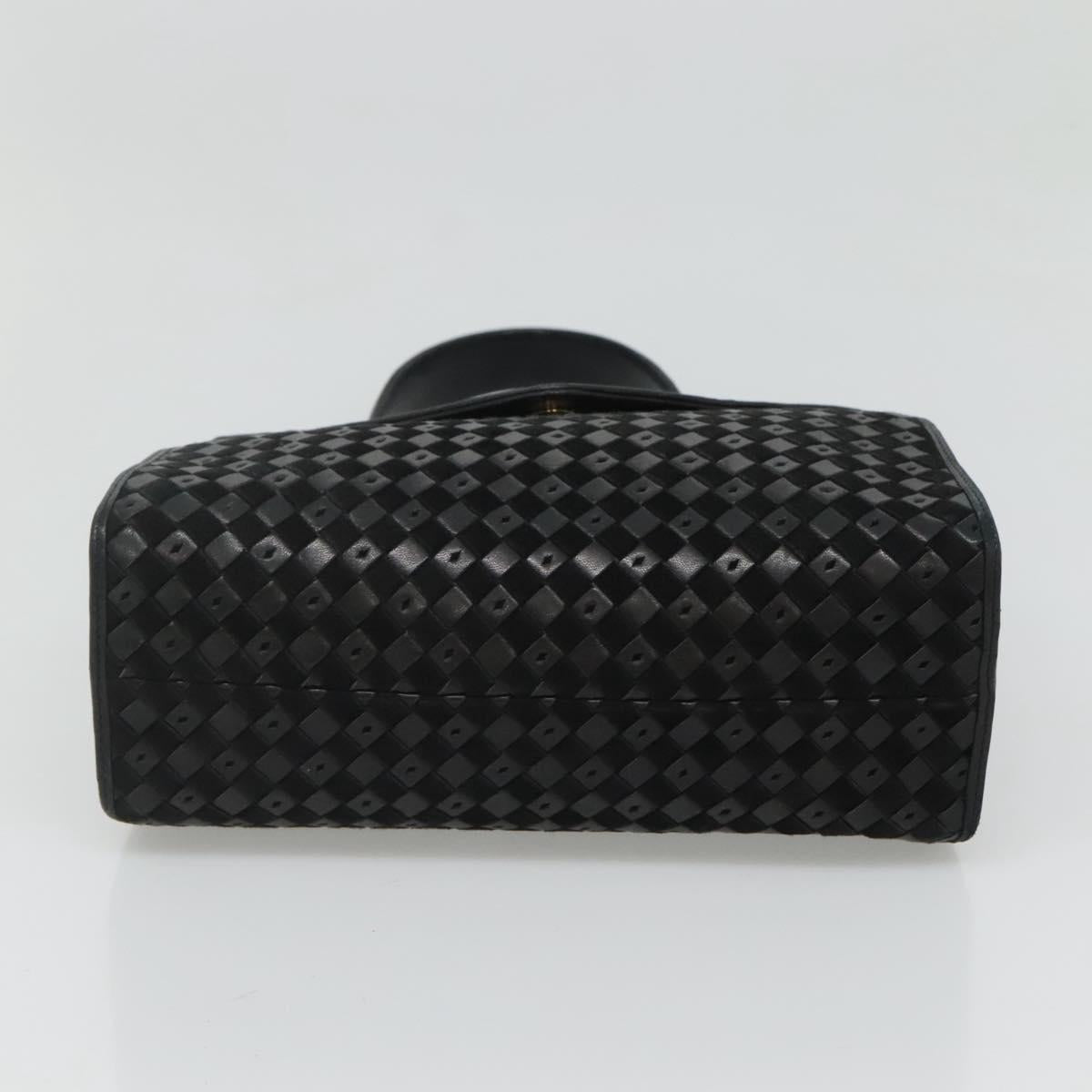 BALLY Hand Bag Leather Black Gold Auth BA1164