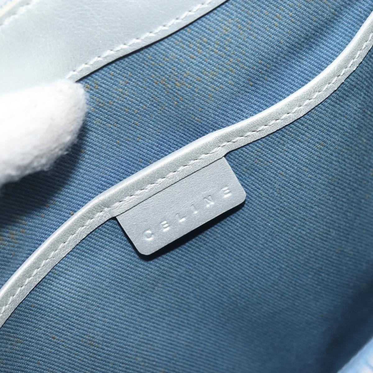 CELINE C Macadam Canvas Hand Bag Light Blue Silver Auth BA11640