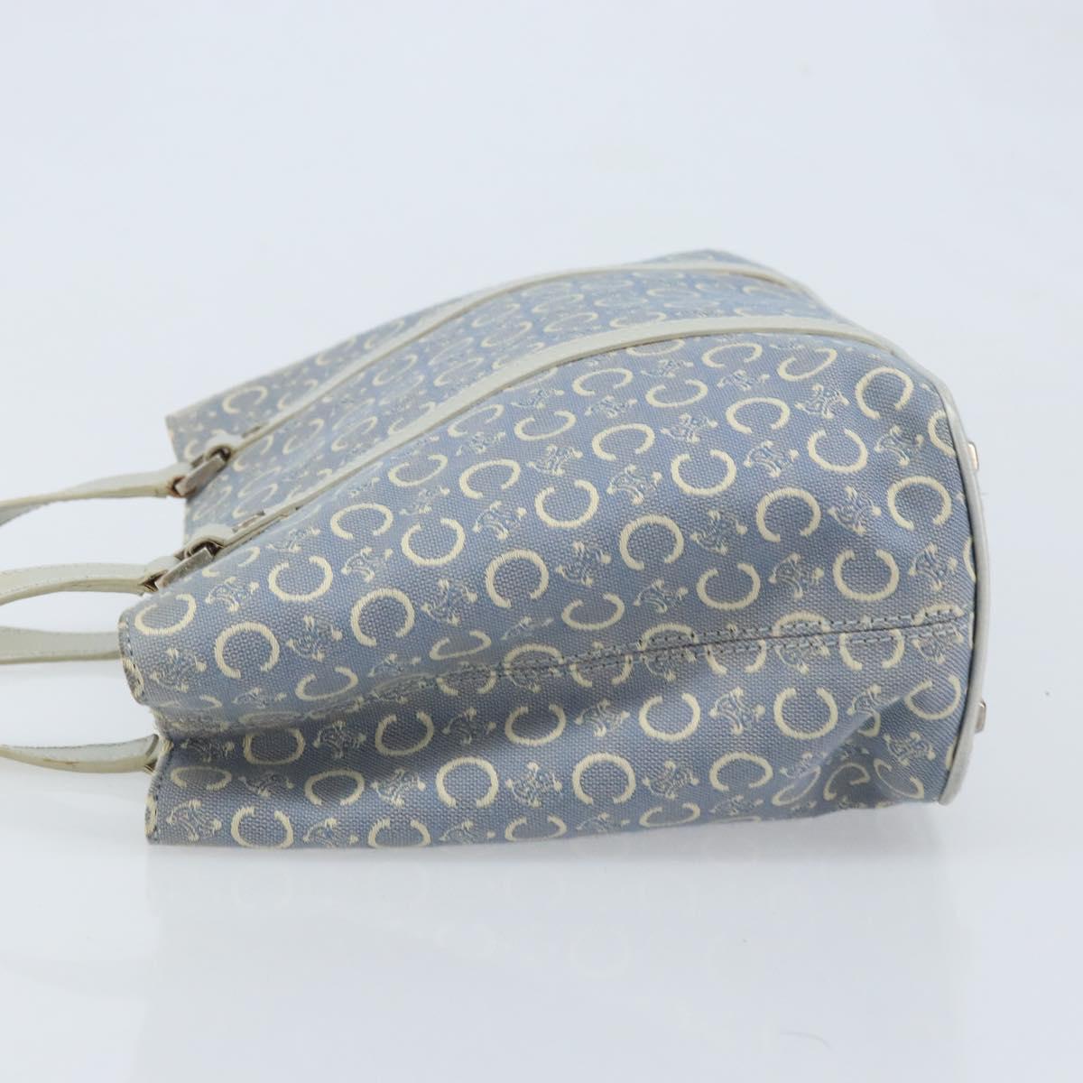 CELINE C Macadam Canvas Hand Bag Light Blue Silver Auth BA11640