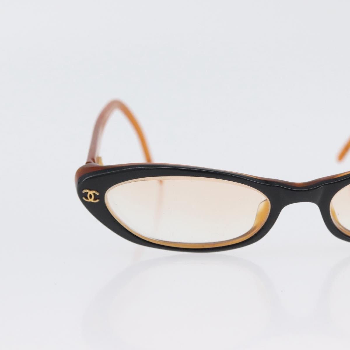 CHANEL Glasses plastic 2 Set Brown Beige CC Auth BA11642