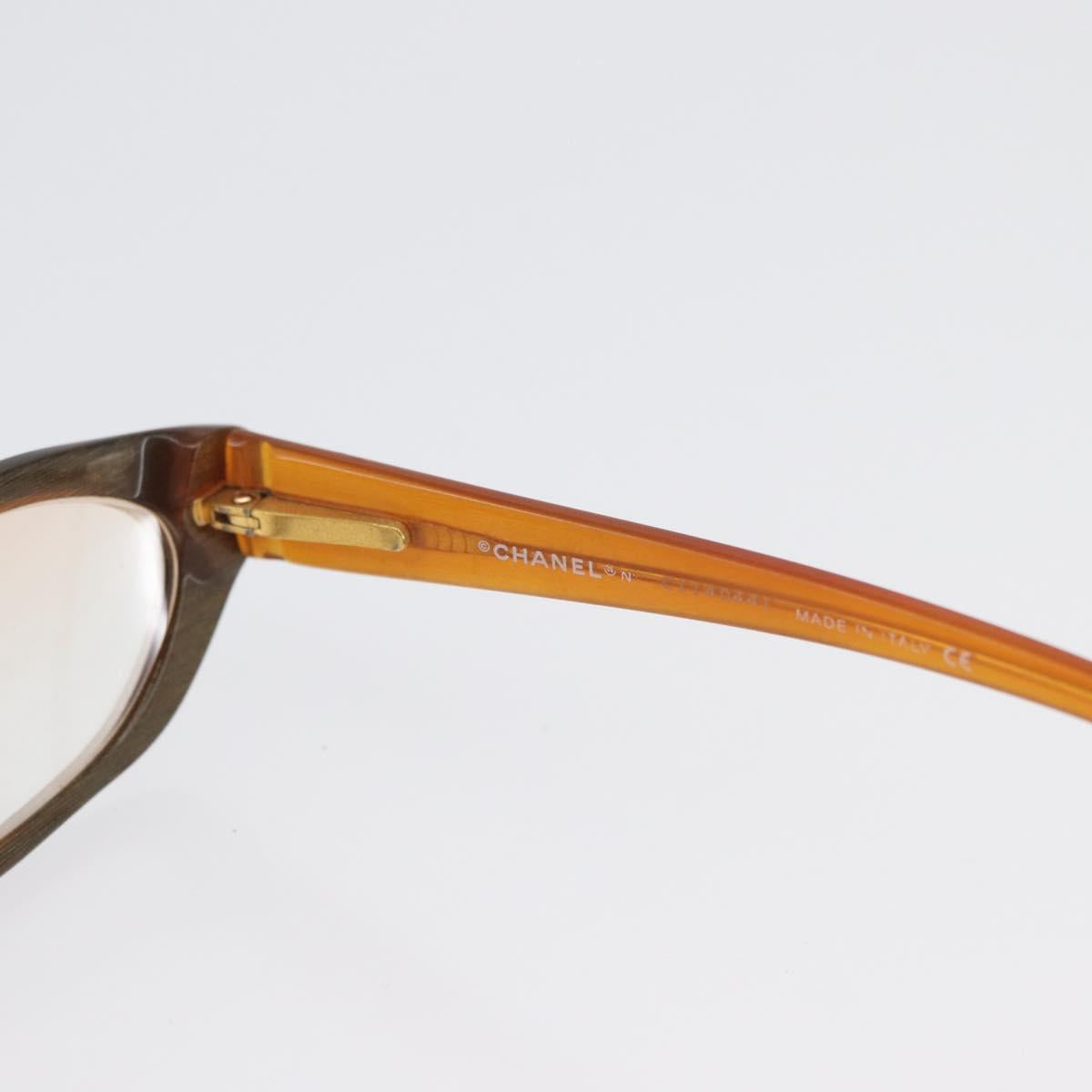 CHANEL Glasses plastic 2 Set Brown Beige CC Auth BA11642