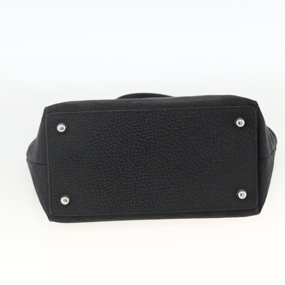 GUCCI GG Canvas Hand Bag Black Silver 120844 Auth BA11644