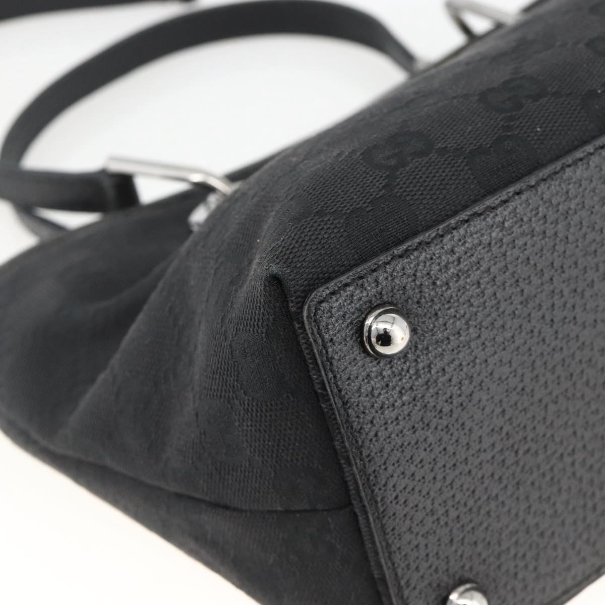 GUCCI GG Canvas Hand Bag Black Silver 120844 Auth BA11644