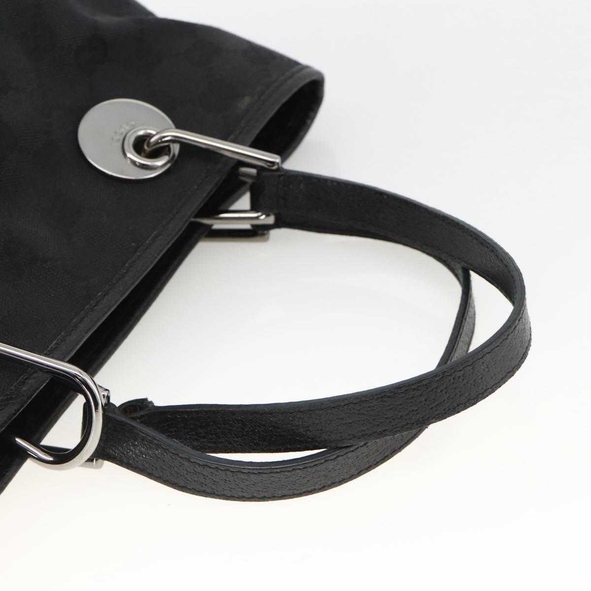 GUCCI GG Canvas Hand Bag Black Silver 120844 Auth BA11644