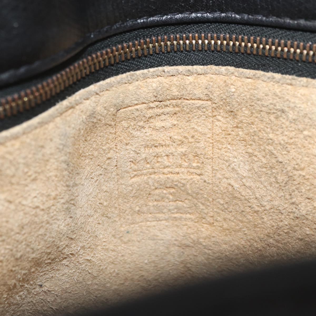 MCM Chain Shoulder Bag Leather Black Gold Auth BA11650