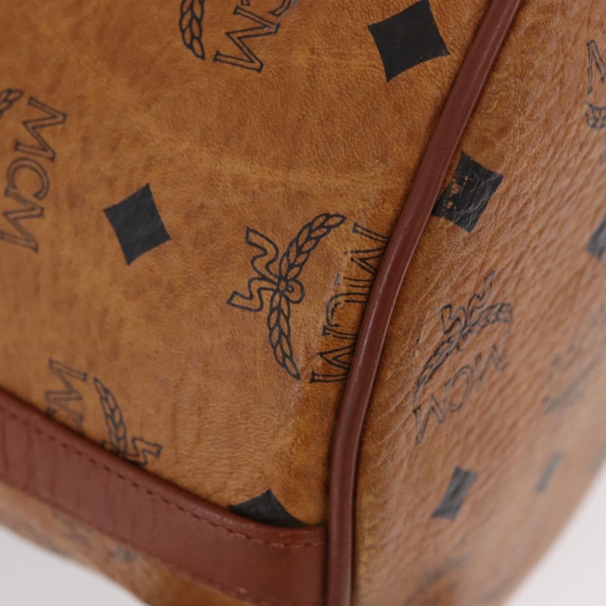 MCM Vicetos Logogram Shoulder Bag PVC Leather Brown Gold Auth BA11651