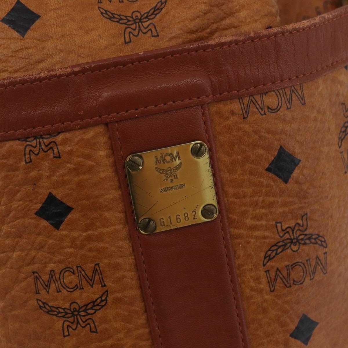 MCM Vicetos Logogram Shoulder Bag PVC Leather Brown Gold Auth BA11651