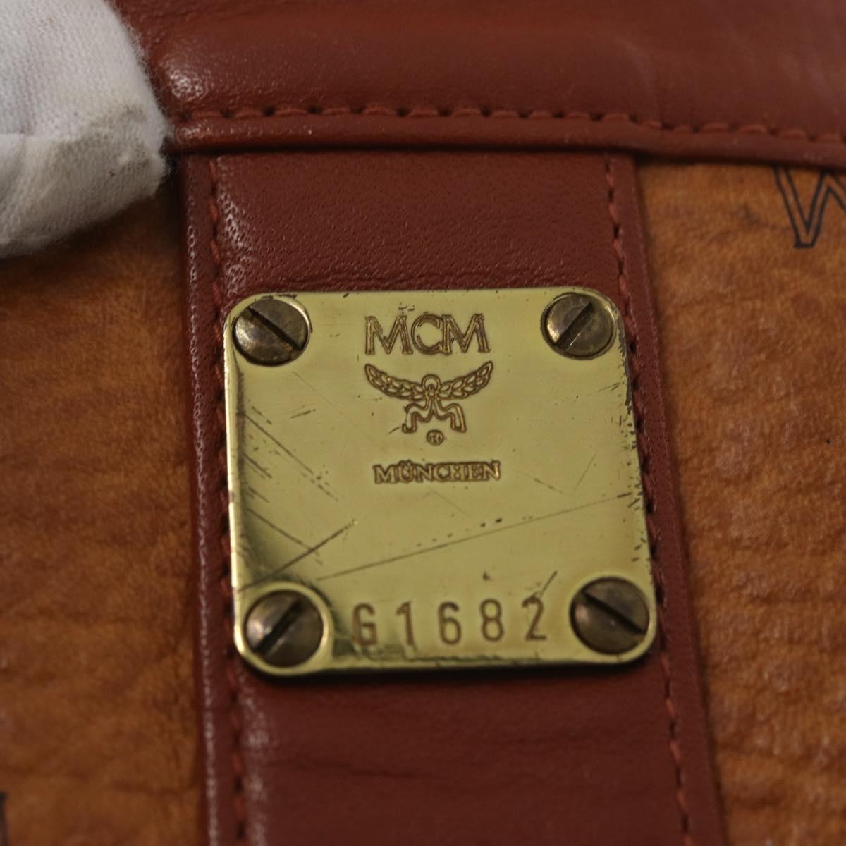 MCM Vicetos Logogram Shoulder Bag PVC Leather Brown Gold Auth BA11651