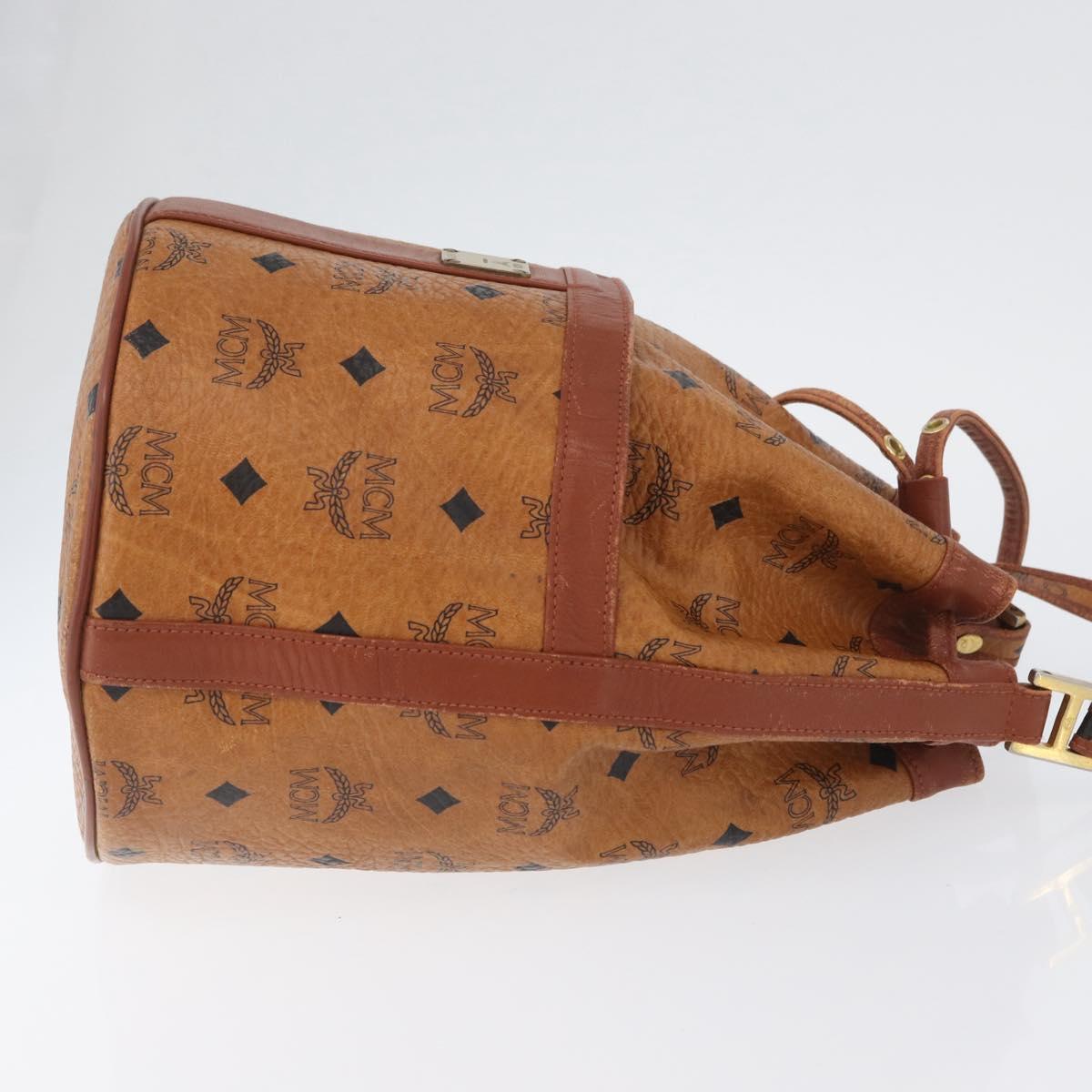 MCM Vicetos Logogram Shoulder Bag PVC Leather Brown Gold Auth BA11651