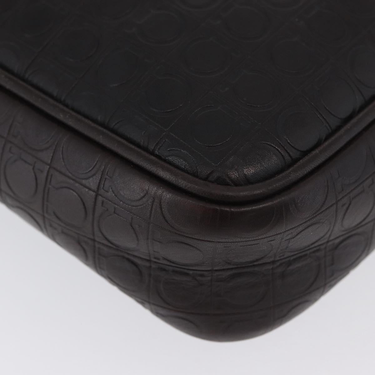 Salvatore Ferragamo Shoulder Bag Leather Black Gold Auth BA11653