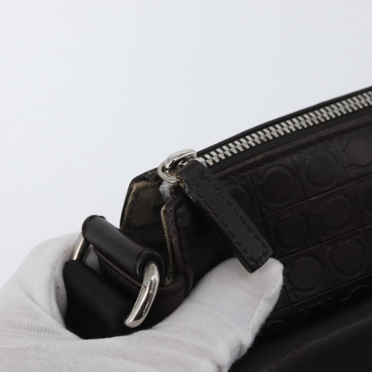 Salvatore Ferragamo Shoulder Bag Leather Black Gold Auth BA11653