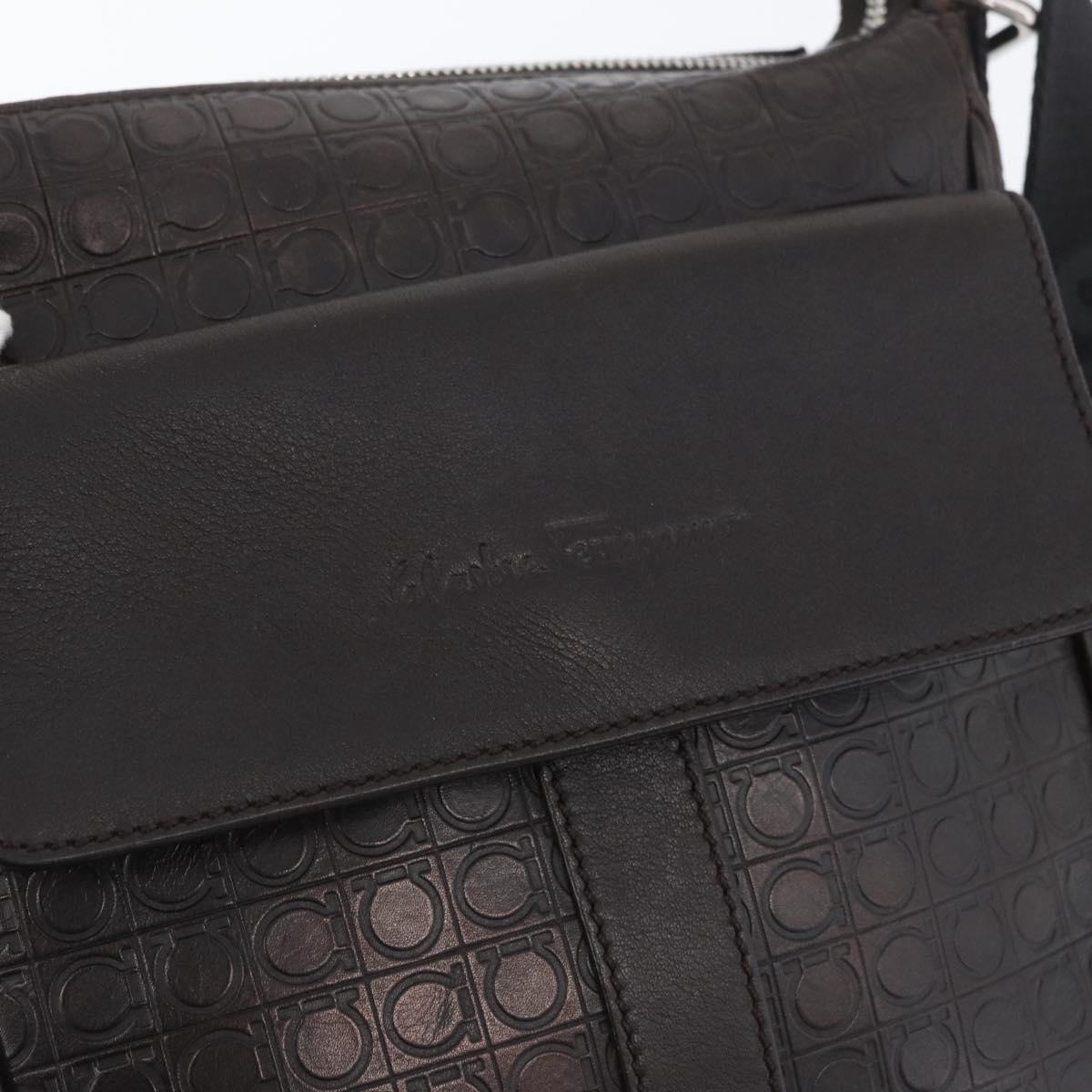 Salvatore Ferragamo Shoulder Bag Leather Black Gold Auth BA11653