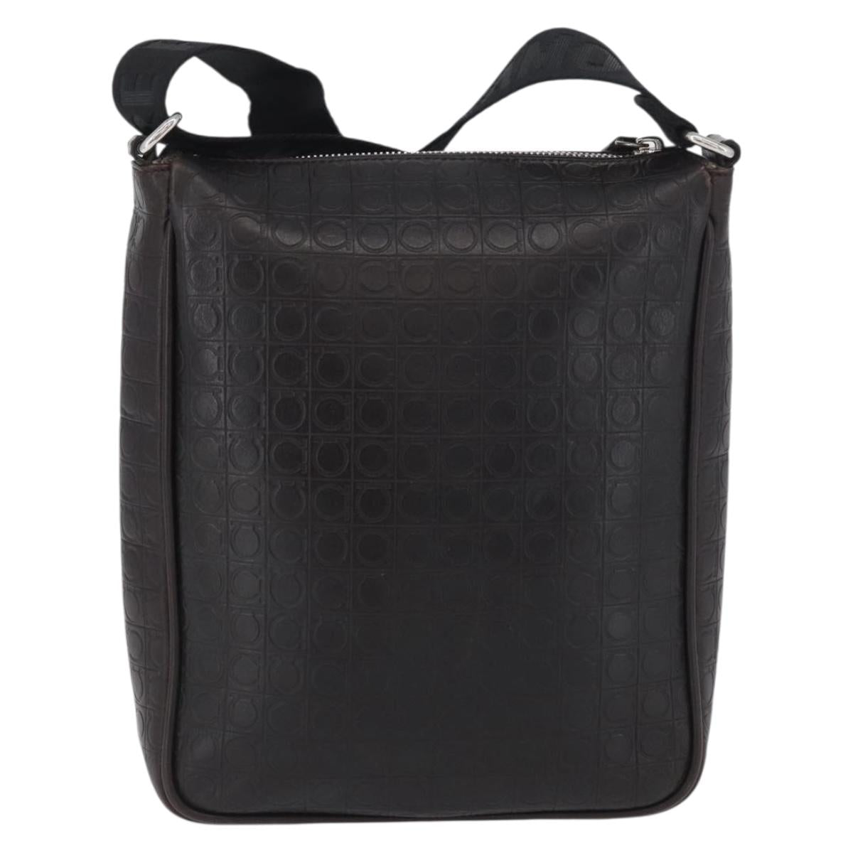 Salvatore Ferragamo Shoulder Bag Leather Black Gold Auth BA11653