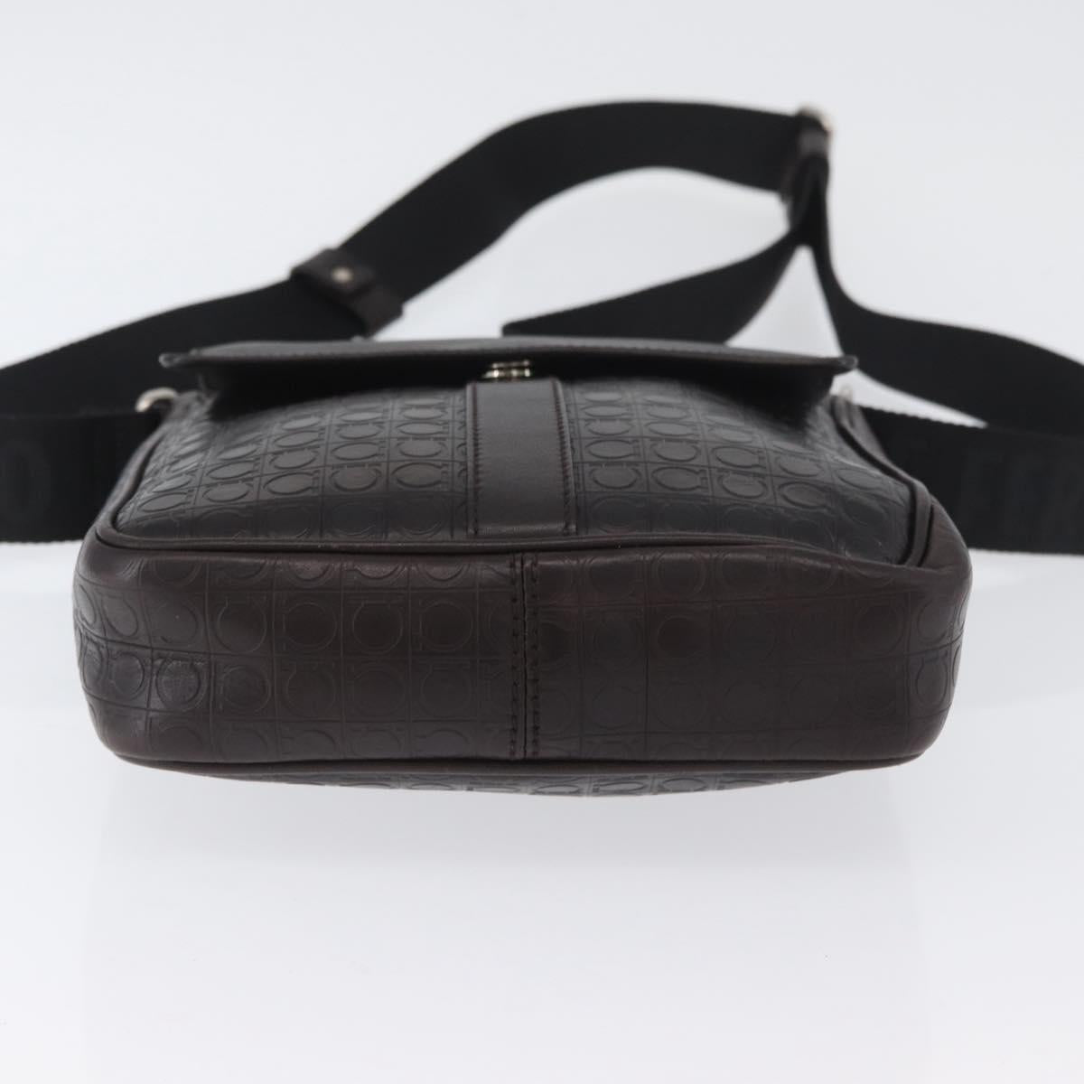 Salvatore Ferragamo Shoulder Bag Leather Black Gold Auth BA11653