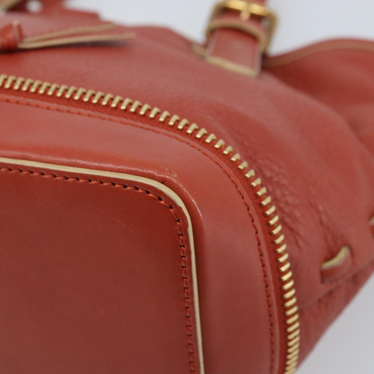 Chloe Hand Bag Leather Red Gold Auth BA11654