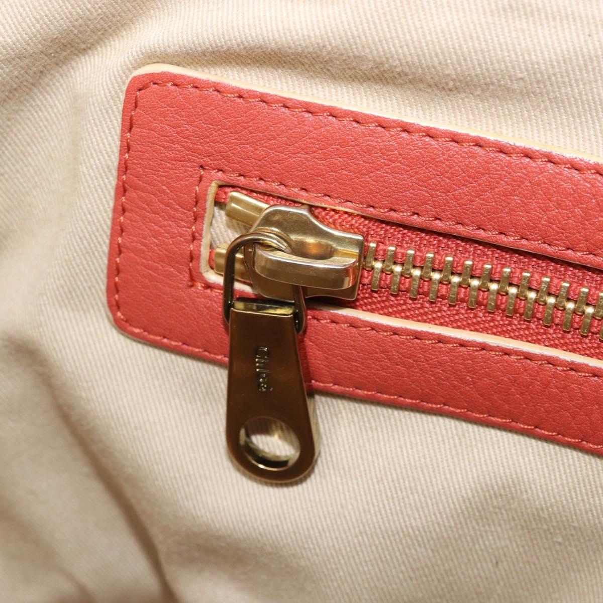 Chloe Hand Bag Leather Red Gold Auth BA11654