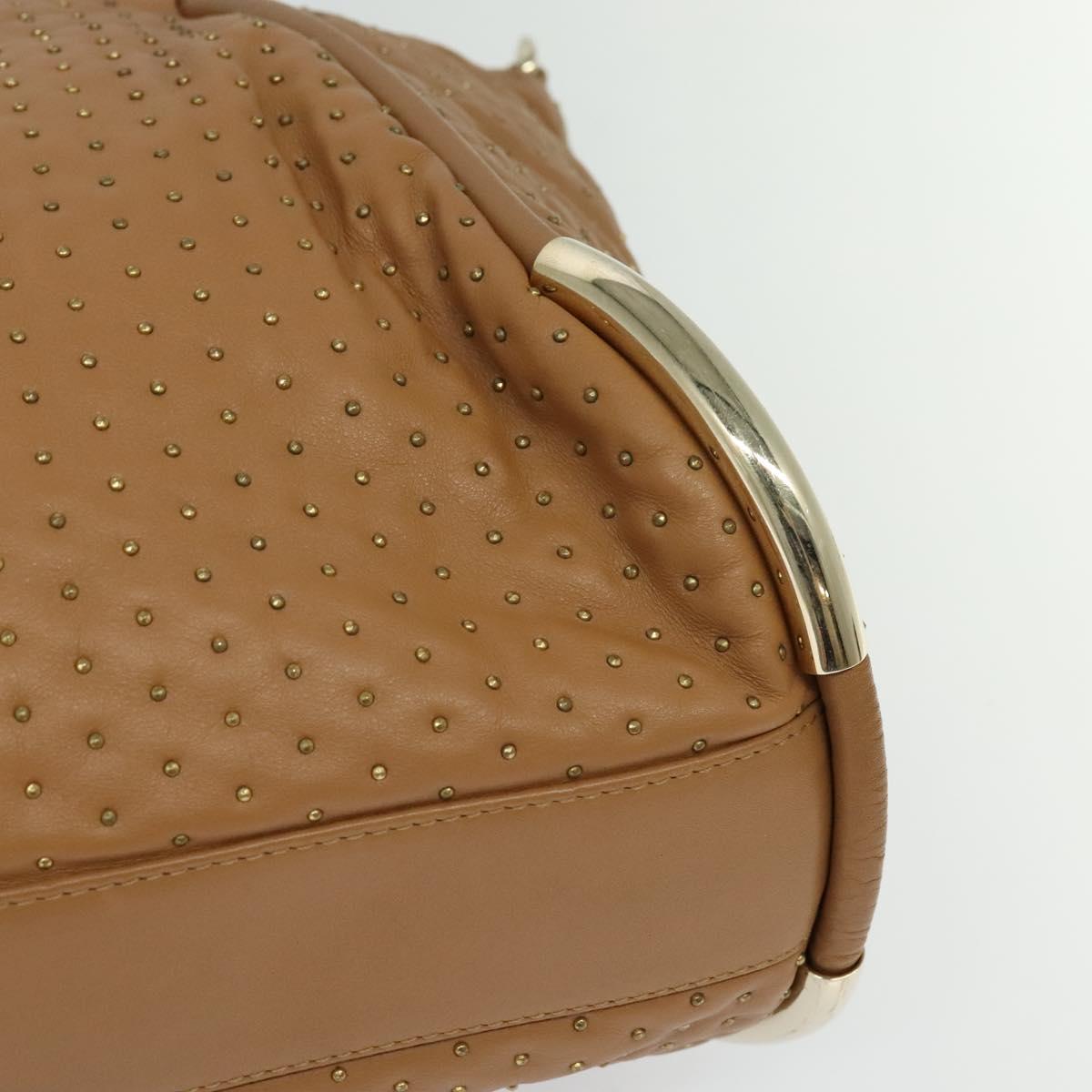 BALLY Hand Bag Leather Brown Gold Auth BA1166