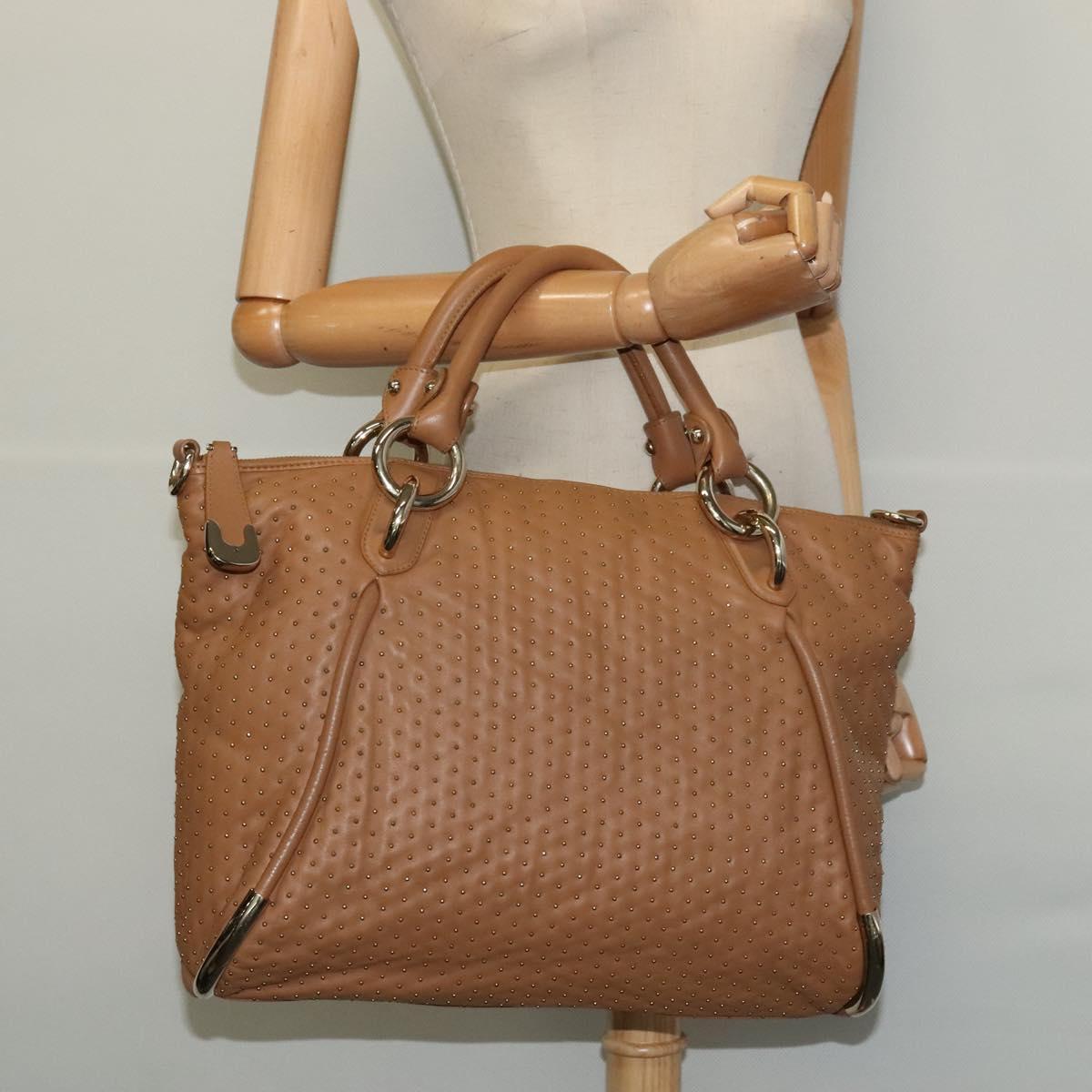 BALLY Hand Bag Leather Brown Gold Auth BA1166