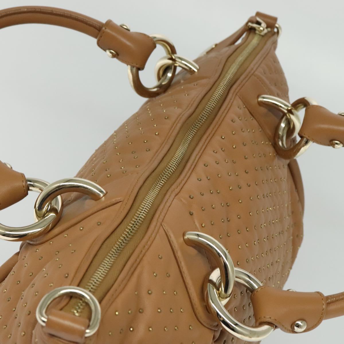 BALLY Hand Bag Leather Brown Gold Auth BA1166