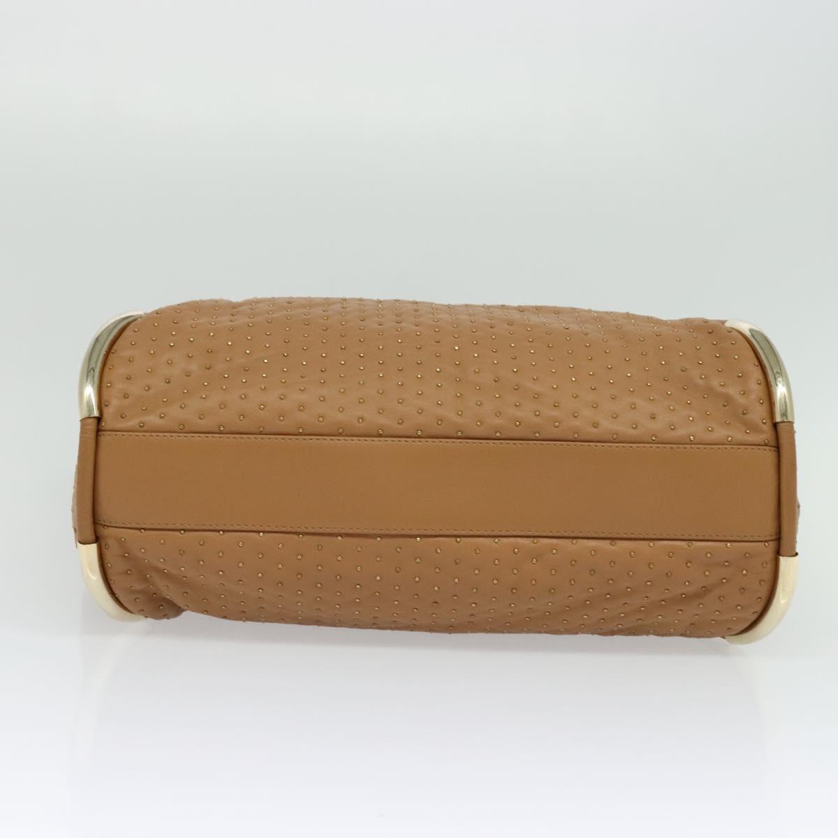 BALLY Hand Bag Leather Brown Gold Auth BA1166