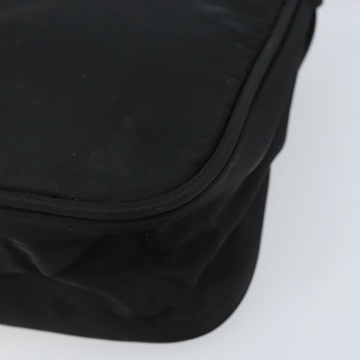 PRADA Accessory Pouch Nylon Black Silver Auth BA11668