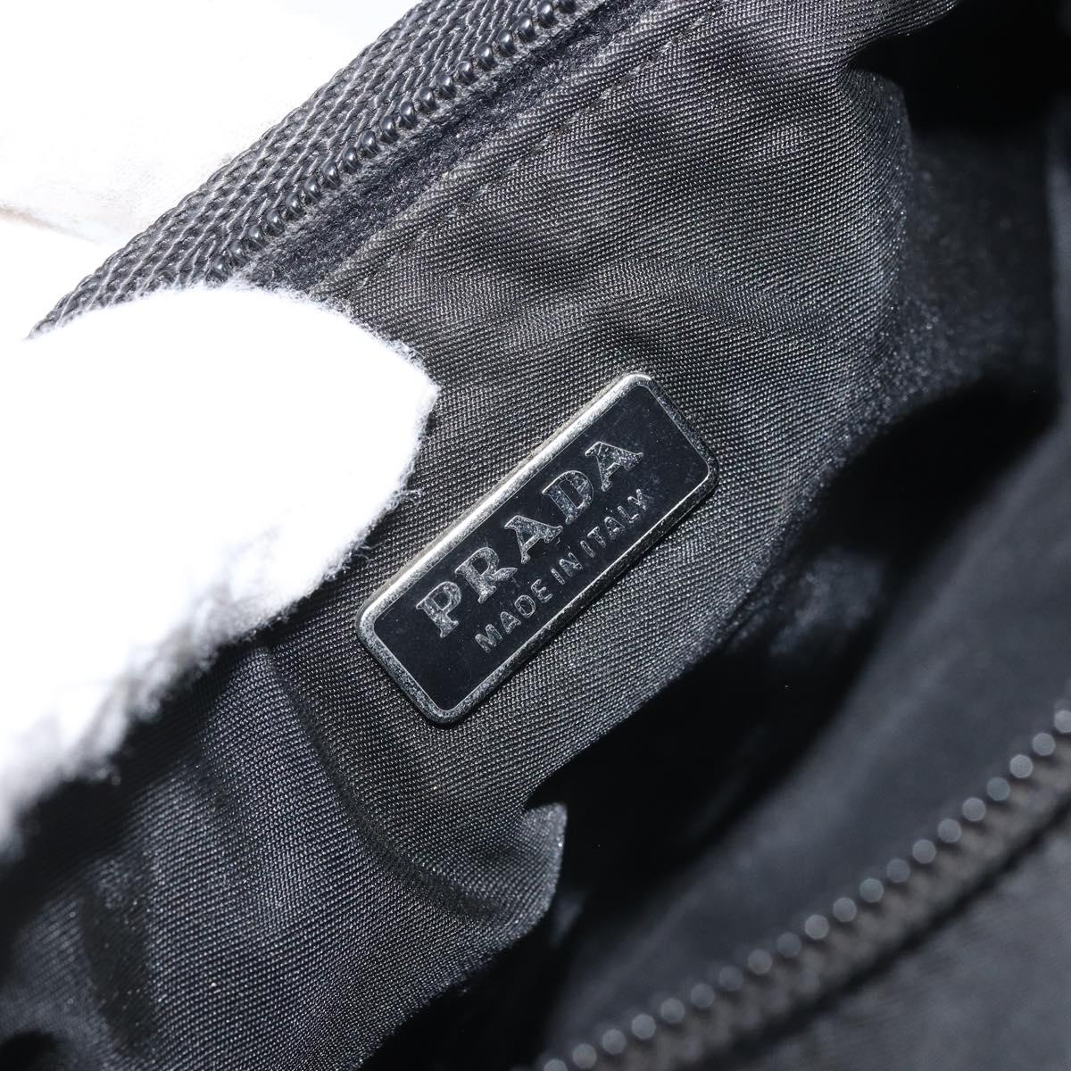 PRADA Accessory Pouch Nylon Black Silver Auth BA11668