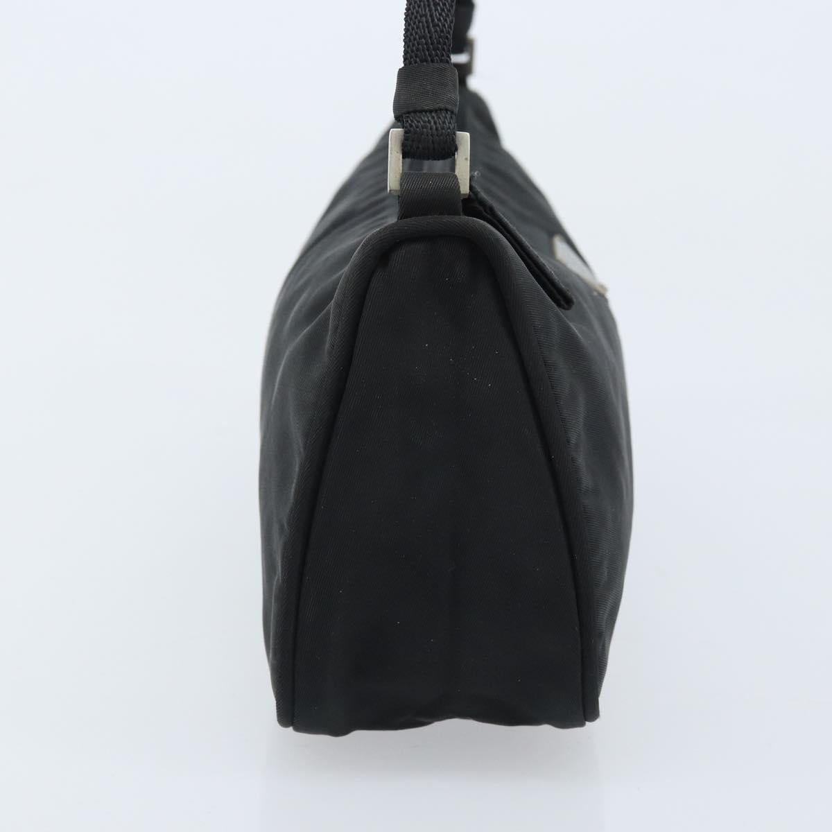 PRADA Accessory Pouch Nylon Black Silver Auth BA11668