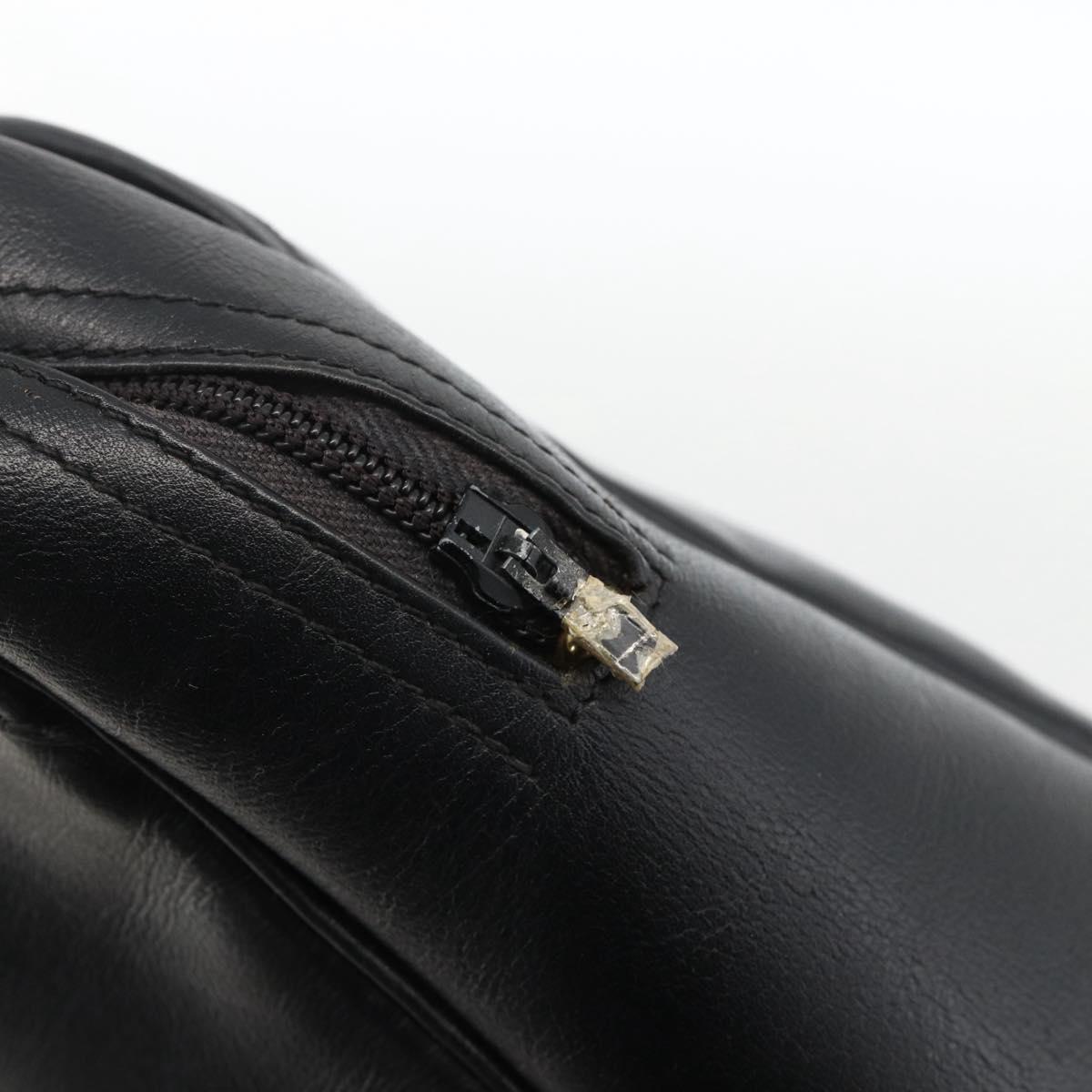 Christian Dior Hand Bag Leather Black Gold Auth BA11678