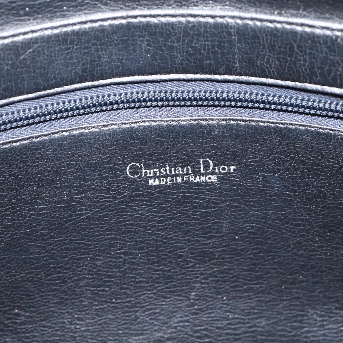 Christian Dior Hand Bag Leather Black Gold Auth BA11678