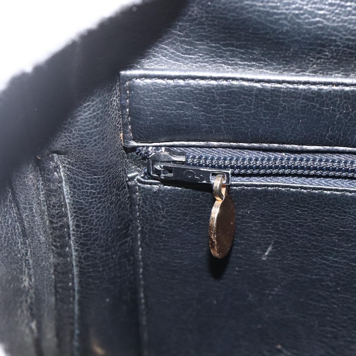 Christian Dior Hand Bag Leather Black Gold Auth BA11678