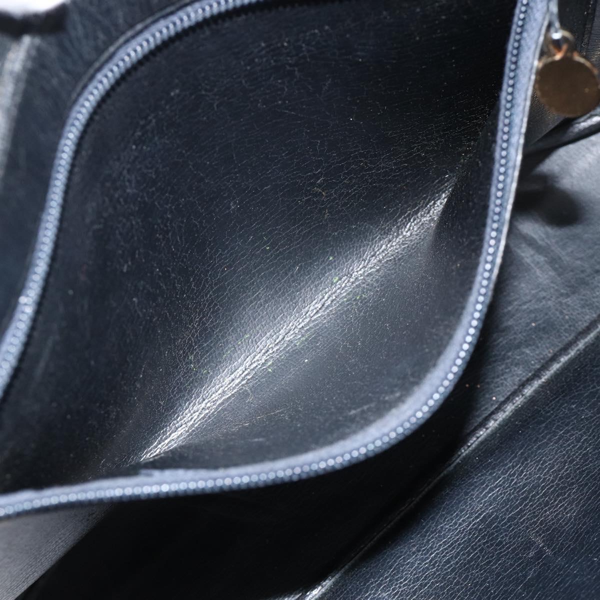 Christian Dior Hand Bag Leather Black Gold Auth BA11678