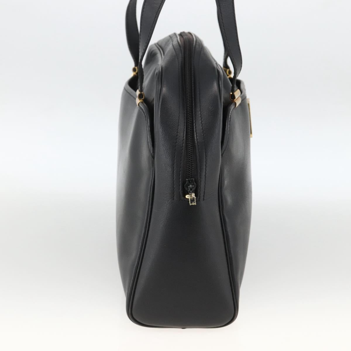 Christian Dior Hand Bag Leather Black Gold Auth BA11678