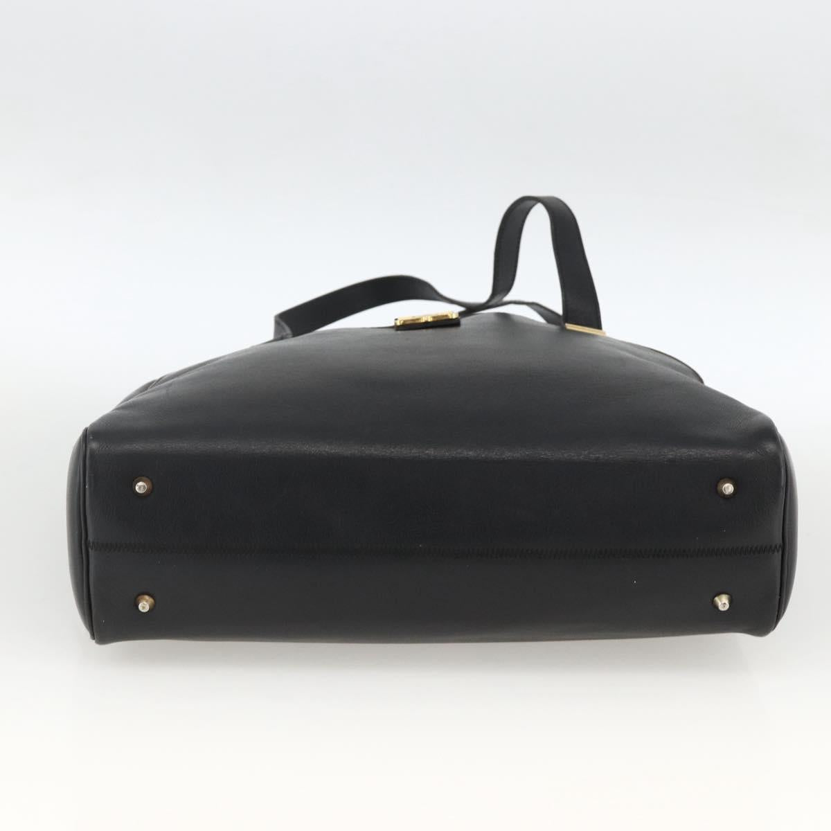 Christian Dior Hand Bag Leather Black Gold Auth BA11678
