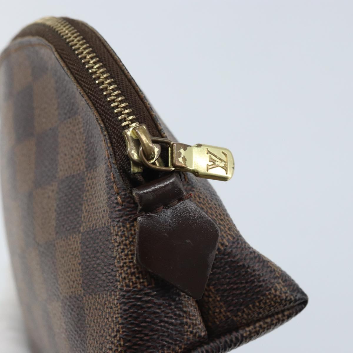 LOUIS VUITTON Damier Ebene Pochette Cosmetic PM Pouch N47516 LV Auth BA11689