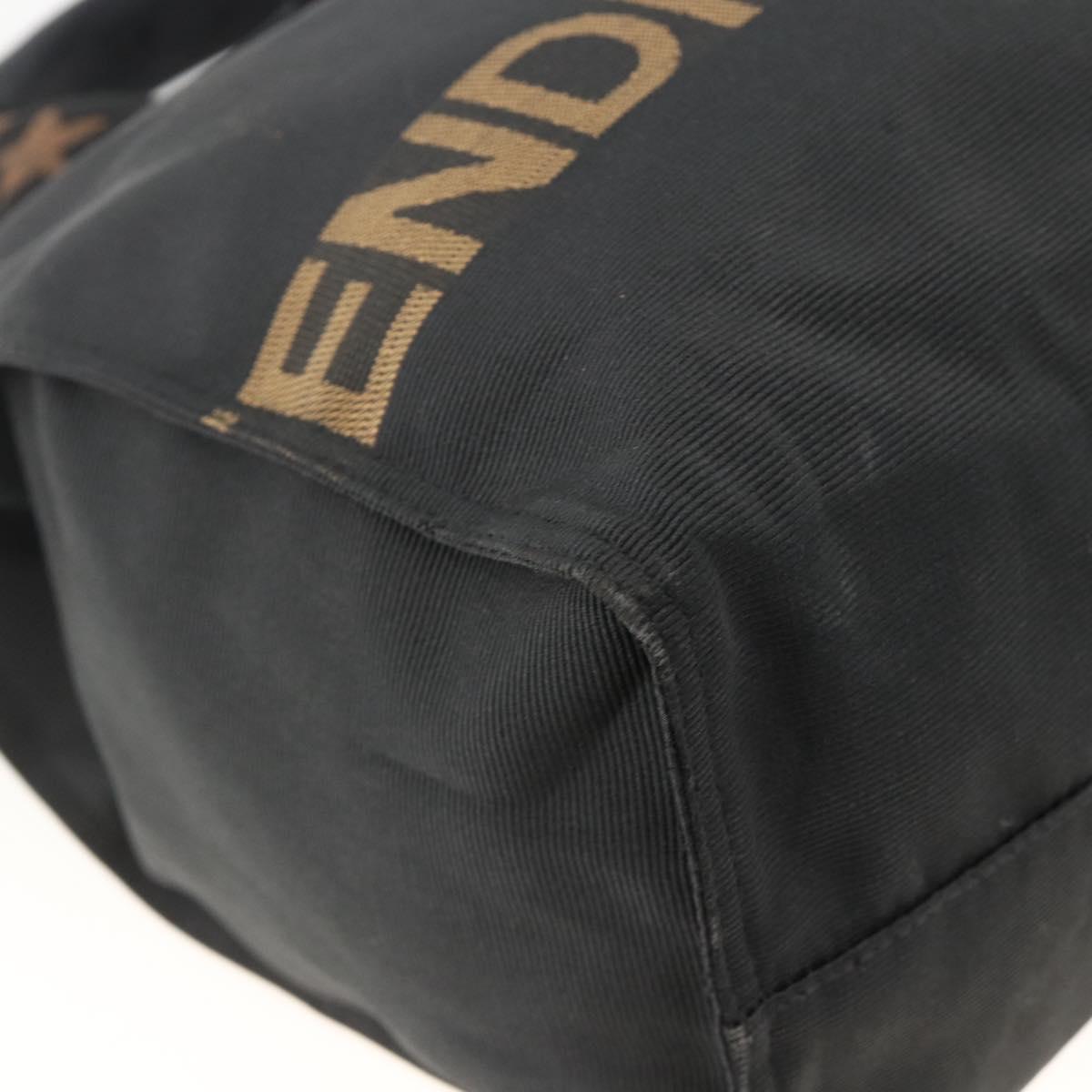 FENDI Hand Bag Canvas Black Silver Auth BA11699