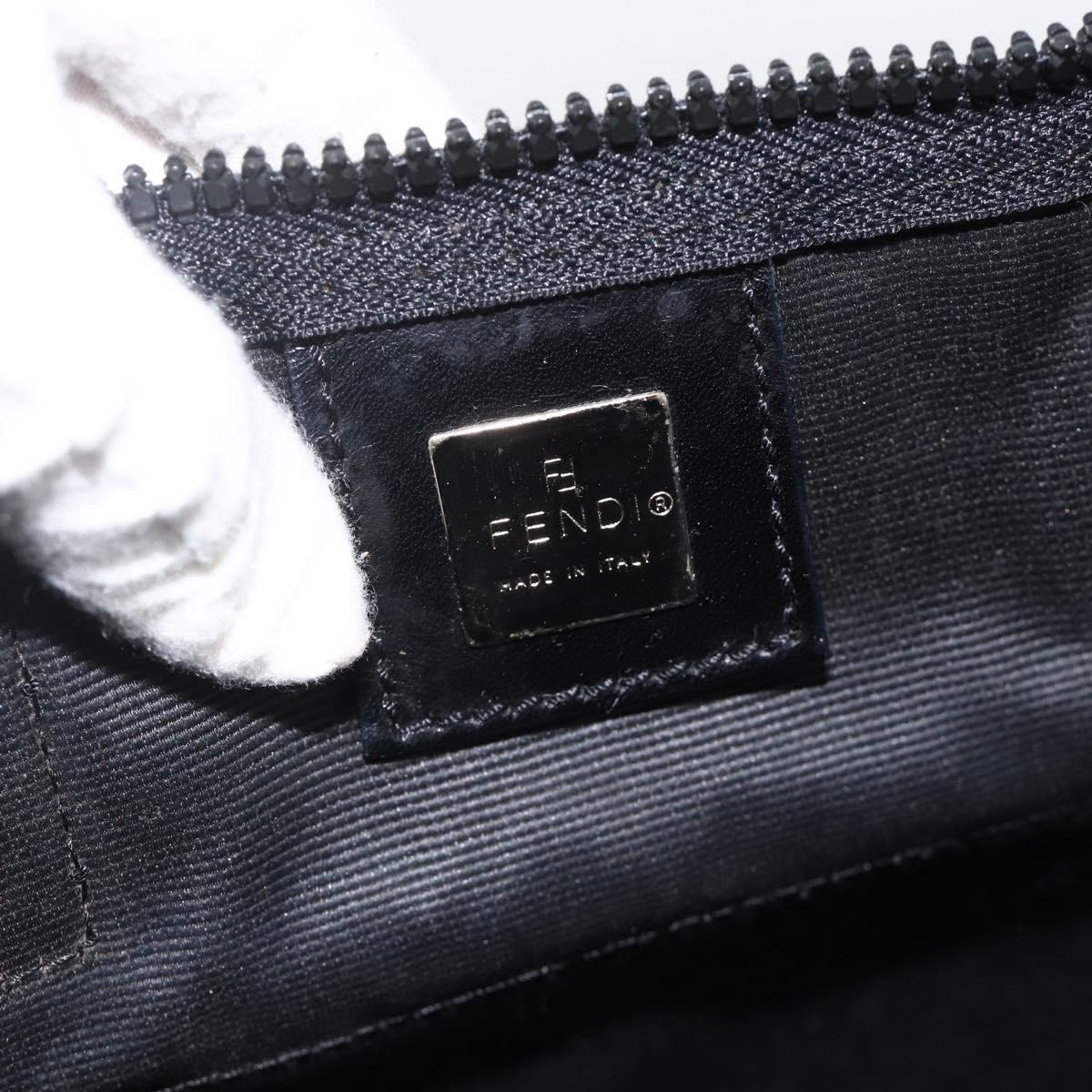 FENDI Hand Bag Canvas Black Silver Auth BA11699