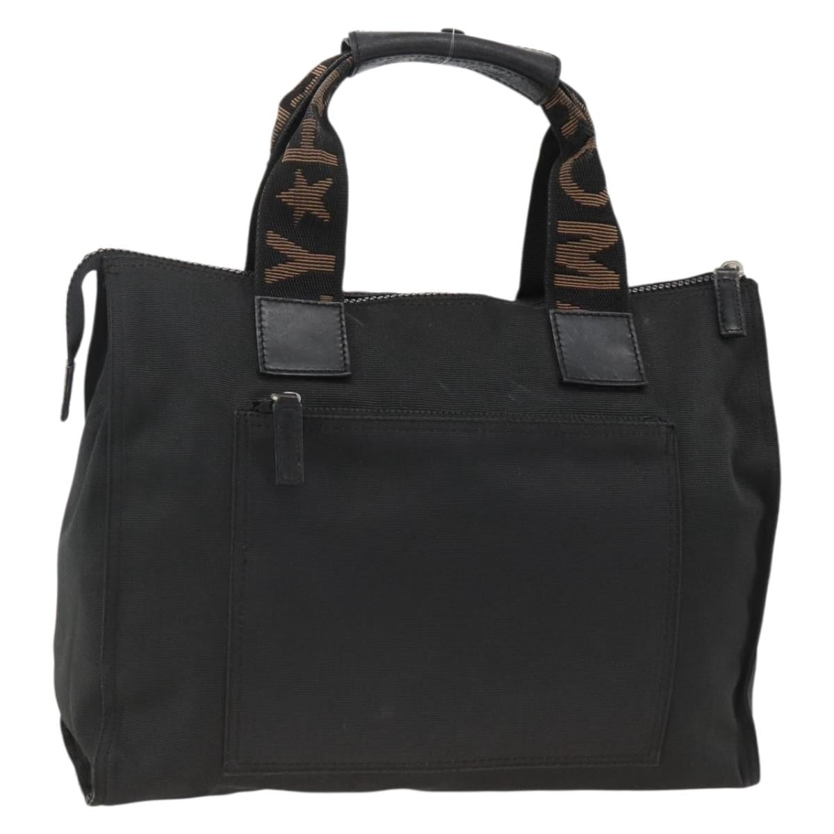 FENDI Hand Bag Canvas Black Silver Auth BA11699
