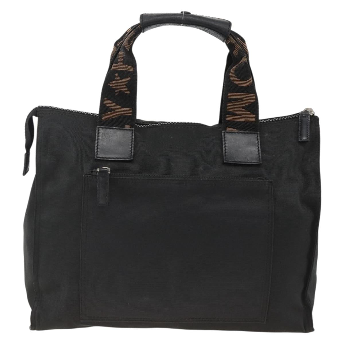 FENDI Hand Bag Canvas Black Silver Auth BA11699