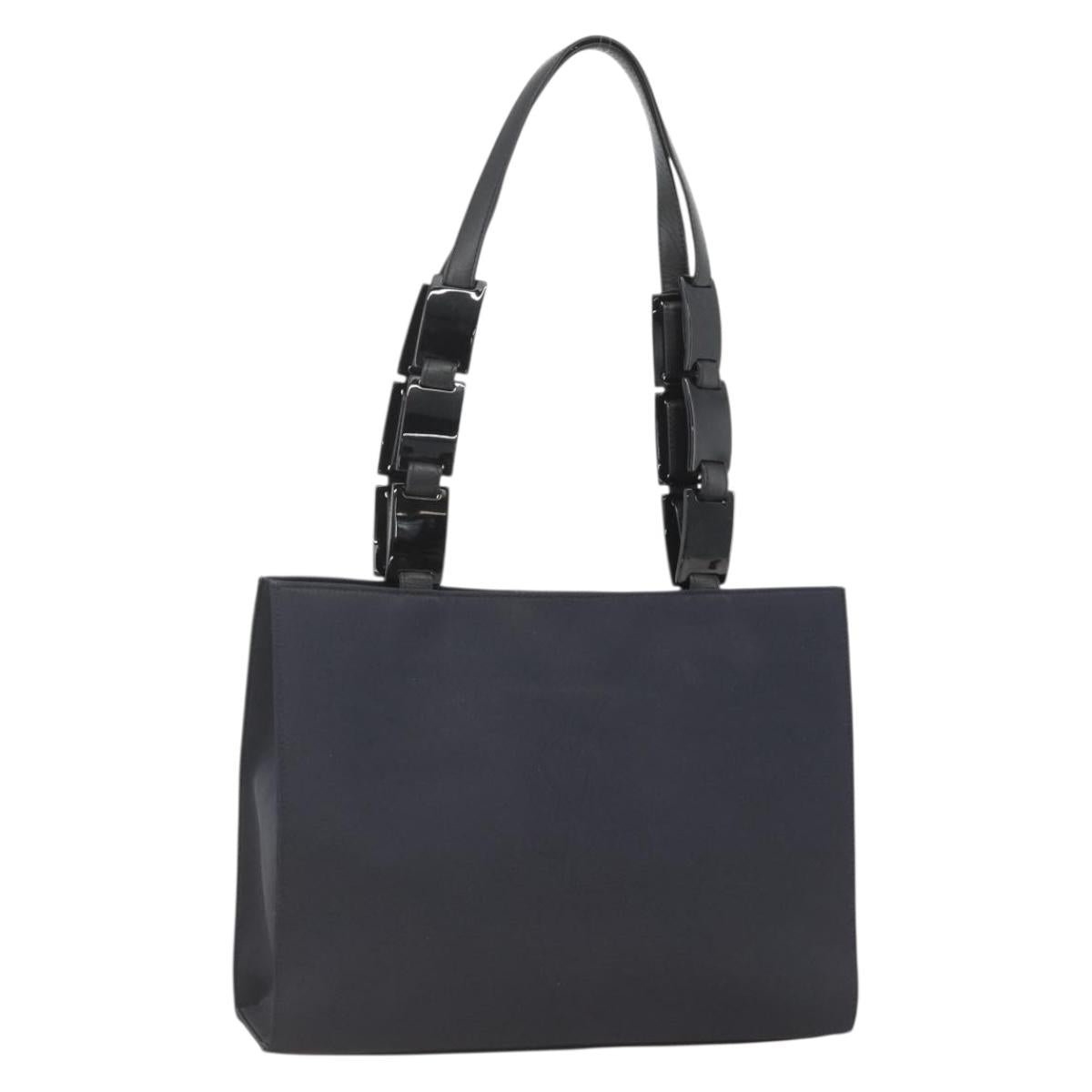 SAINT LAURENT Shoulder Bag Nylon Navy Silver Auth BA11701